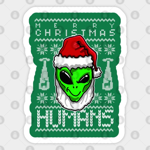 Alien Ugly Christmas Holiday Season Sticker by sketchnkustom